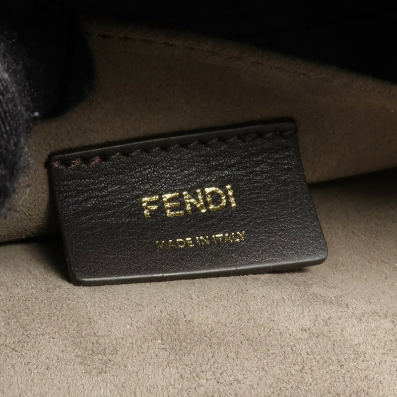 FENDI 塗層帆布/牛皮皮革Double F Shoulder Bag金扣手挽肩背兩用袋-6