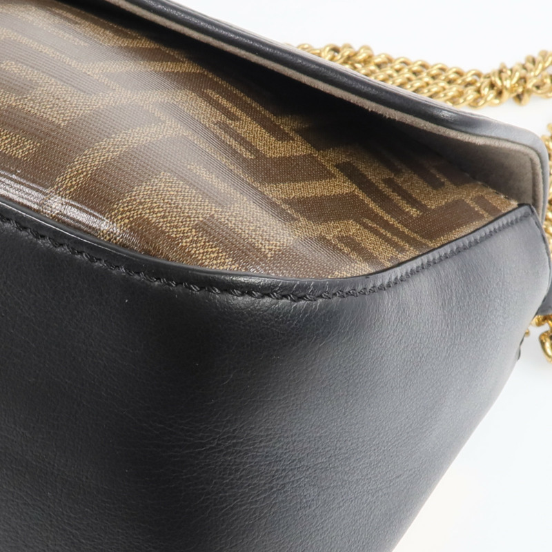 FENDI 塗層帆布/牛皮皮革Double F Shoulder Bag金扣手挽肩背兩用袋-11