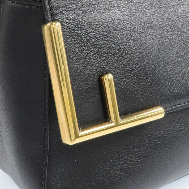 FENDI 塗層帆布/牛皮皮革Double F Shoulder Bag金扣手挽肩背兩用袋-15