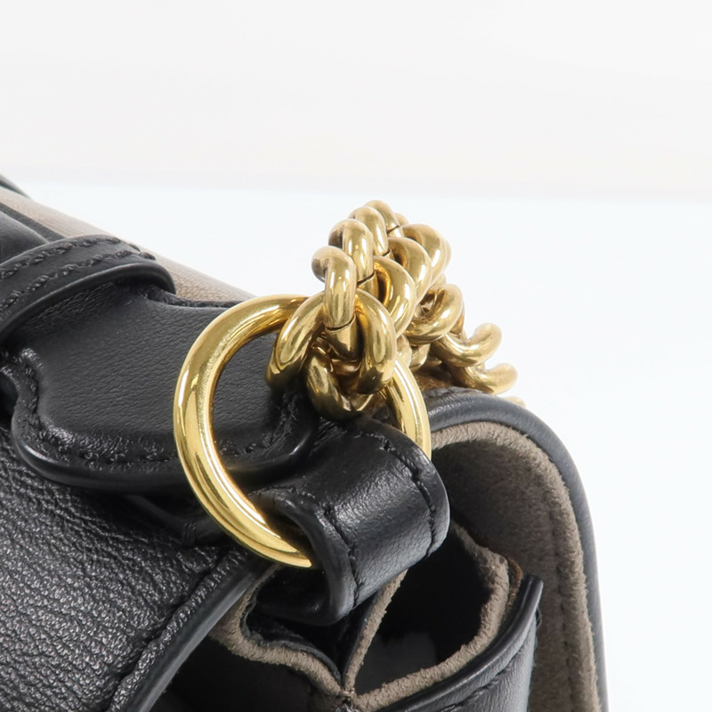 FENDI 塗層帆布/牛皮皮革Double F Shoulder Bag金扣手挽肩背兩用袋-16