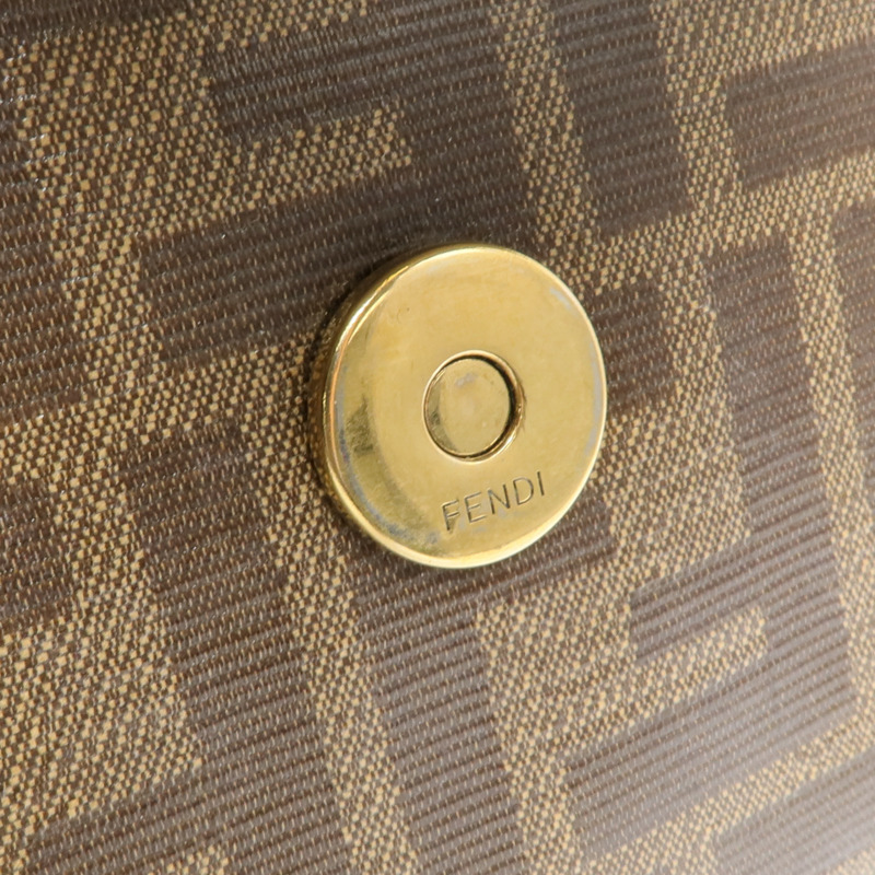 FENDI 塗層帆布/牛皮皮革Double F Shoulder Bag金扣手挽肩背兩用袋-17