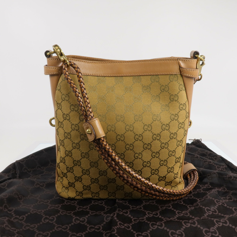 GUCCI 帆布Shoulder Bag金扣肩背袋-8