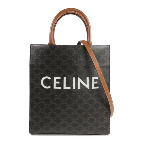 CELINE 塗層帆布Triomphe Cabas Vertical金扣手挽肩背兩用袋