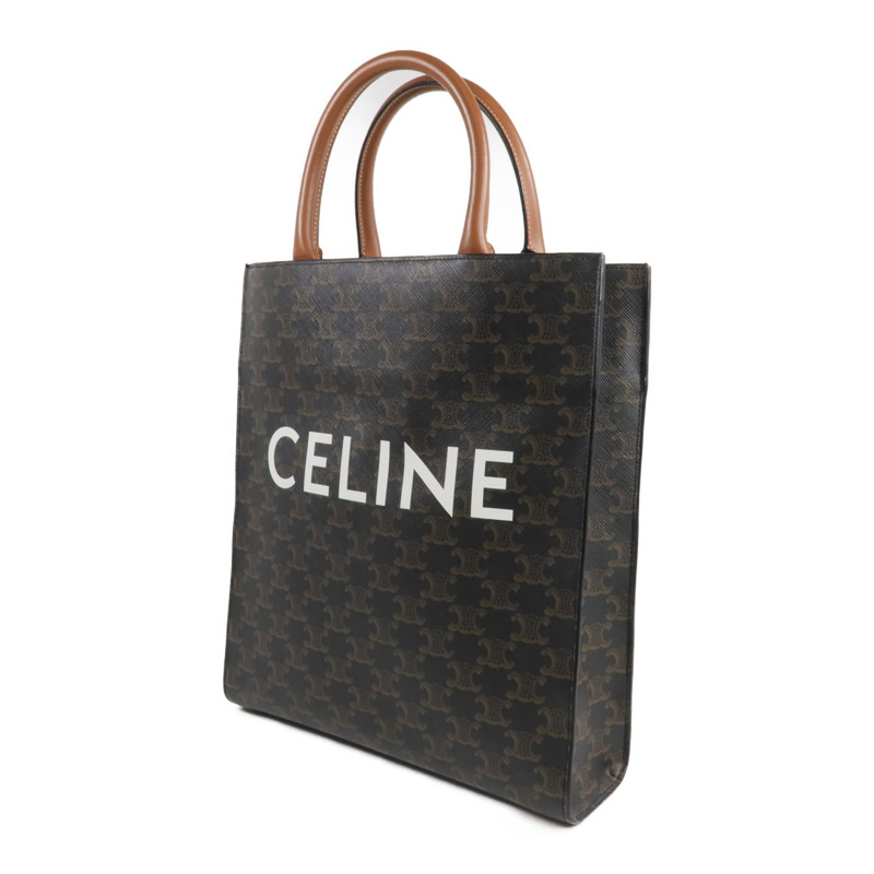 CELINE 塗層帆布Triomphe Cabas Vertical金扣手挽肩背兩用袋-1