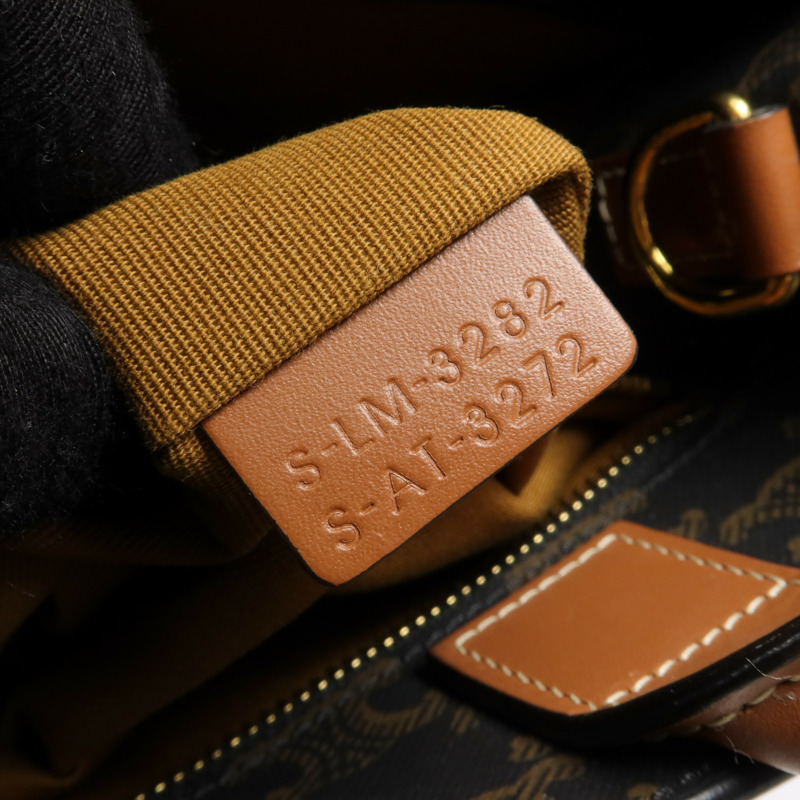 CELINE 塗層帆布Triomphe Cabas Vertical金扣手挽肩背兩用袋-5