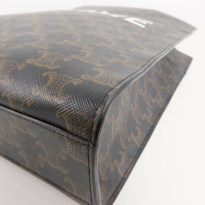 CELINE 塗層帆布Triomphe Cabas Vertical金扣手挽肩背兩用袋-10