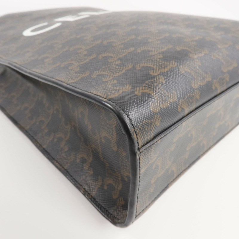 CELINE 塗層帆布Triomphe Cabas Vertical金扣手挽肩背兩用袋-11