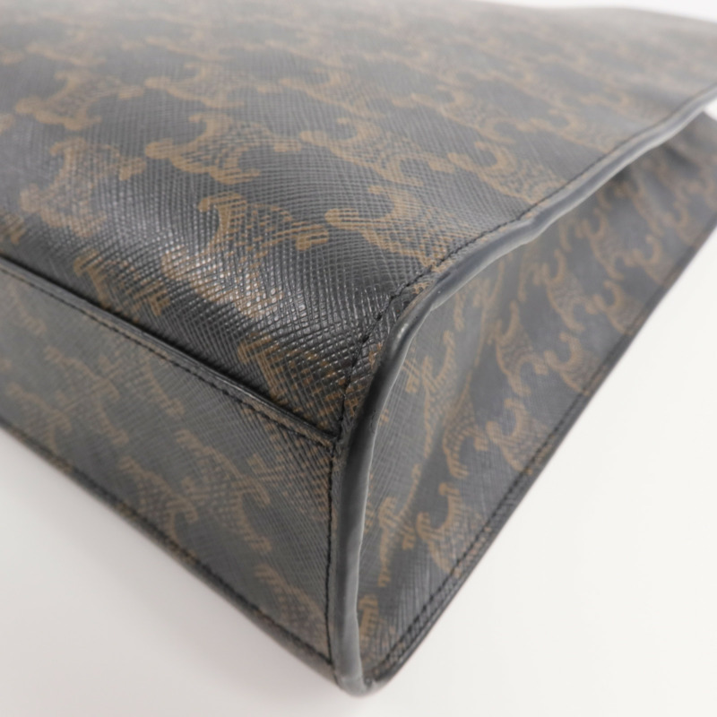 CELINE 塗層帆布Triomphe Cabas Vertical金扣手挽肩背兩用袋-12