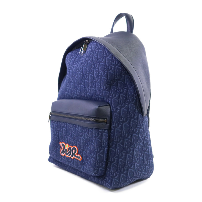 Dior Obriqur帆布/牛皮皮革Dior X Kaws Rider 2.0 Zipped Backpack銀扣背包-2