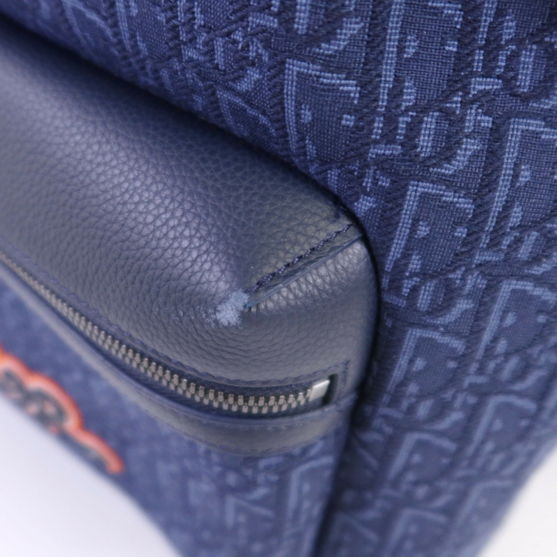 Dior Obriqur帆布/牛皮皮革Dior X Kaws Rider 2.0 Zipped Backpack銀扣背包-12