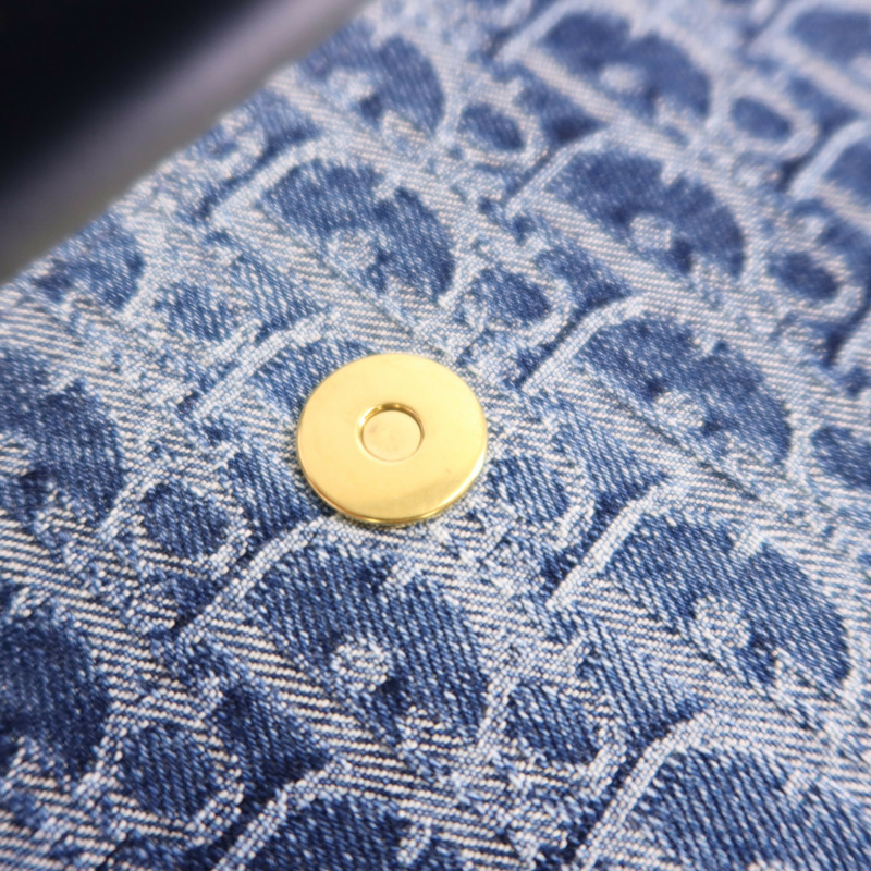 Dior Obriqur牛仔布Medium Saddle Pouch With Chain金扣鏈帶肩背袋-11