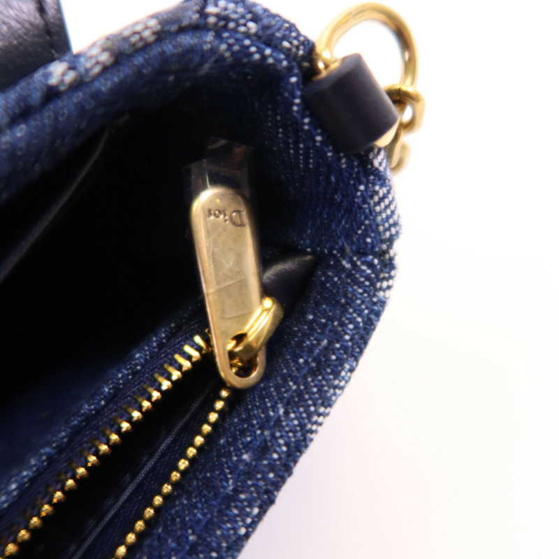 Dior Obriqur牛仔布Medium Saddle Pouch With Chain金扣鏈帶肩背袋-14