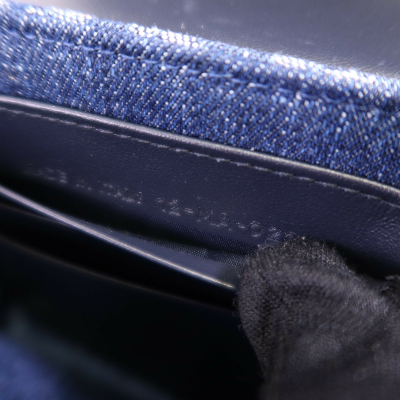 Dior Obriqur牛仔布Medium Saddle Pouch With Chain金扣鏈帶肩背袋-16