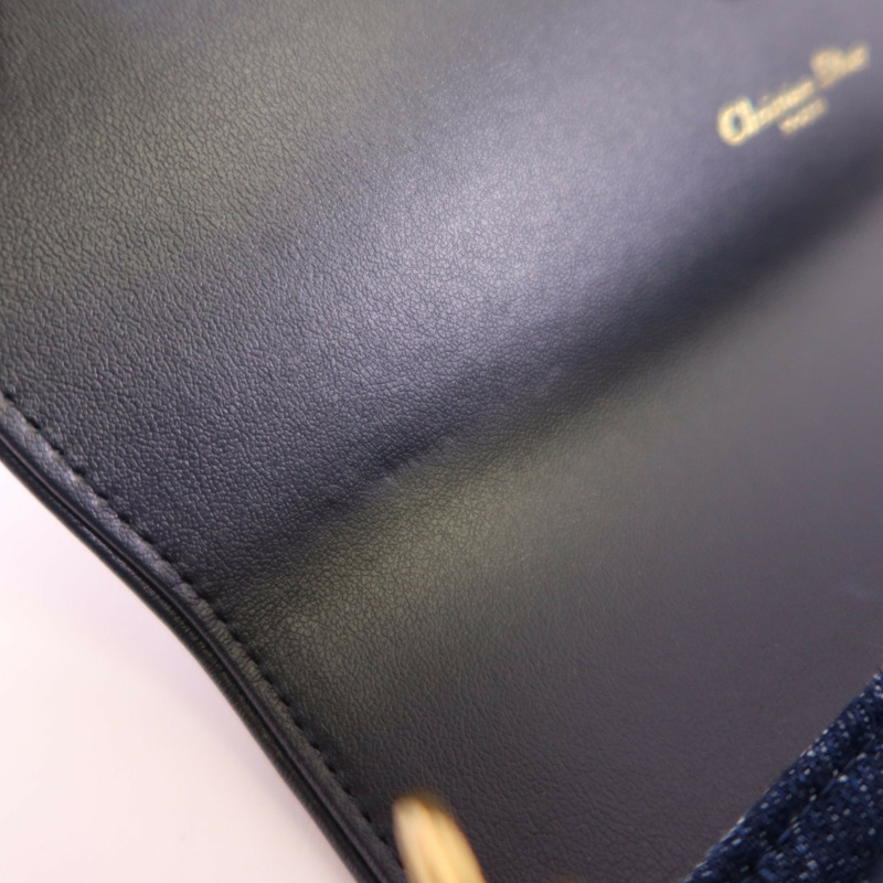 Dior Obriqur牛仔布Medium Saddle Pouch With Chain金扣鏈帶肩背袋-17