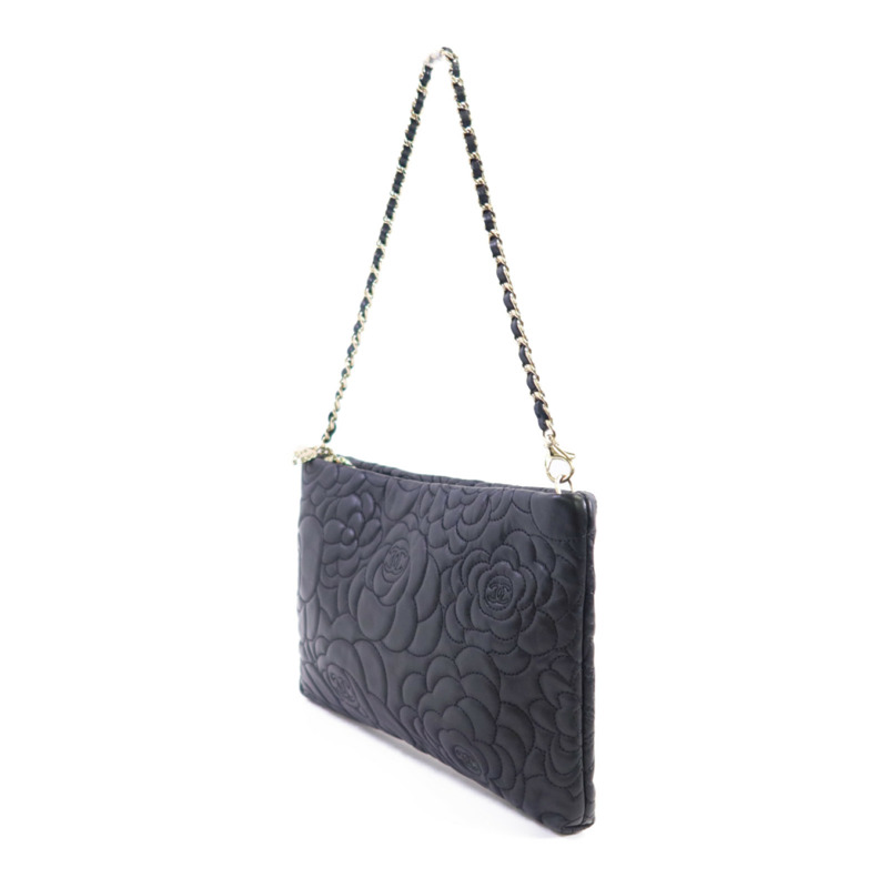 CHANEL 羊皮皮革Chain Shoulder銀扣鏈帶肩背袋-2