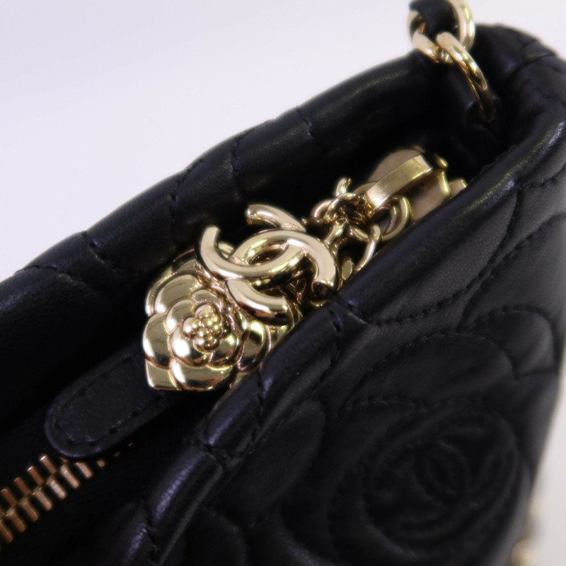 CHANEL 羊皮皮革Chain Shoulder銀扣鏈帶肩背袋-9