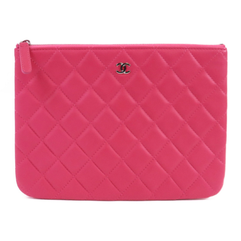 CHANEL 羊皮皮革Clutch Bag銀扣手拿包-0
