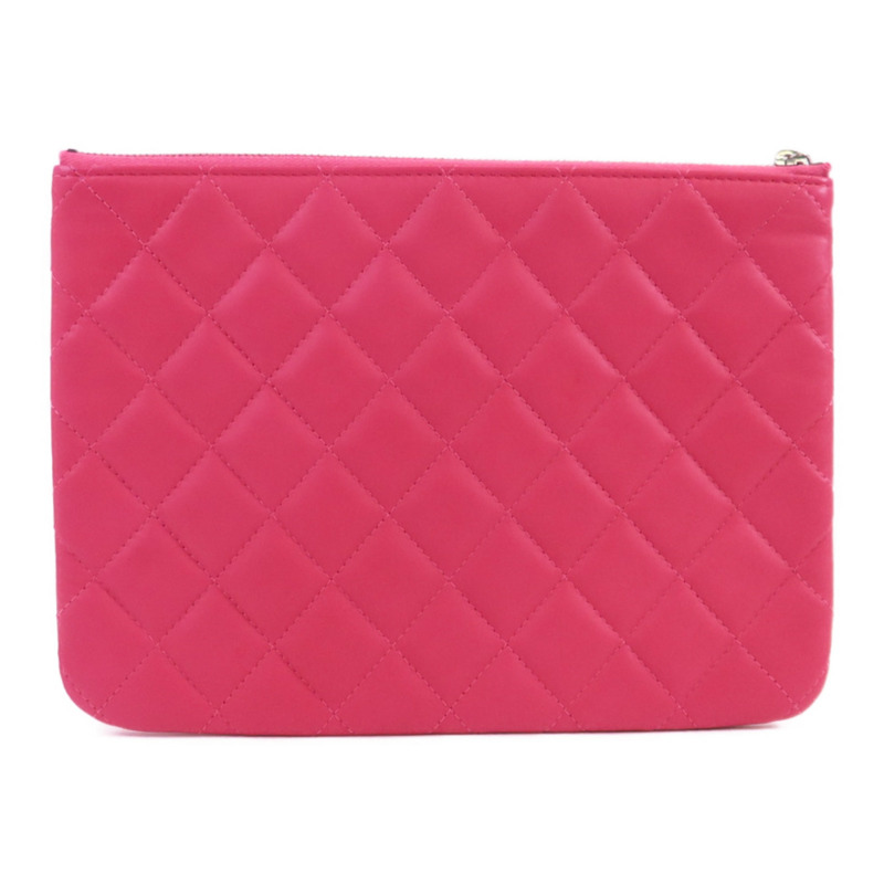 CHANEL 羊皮皮革Clutch Bag銀扣手拿包-1