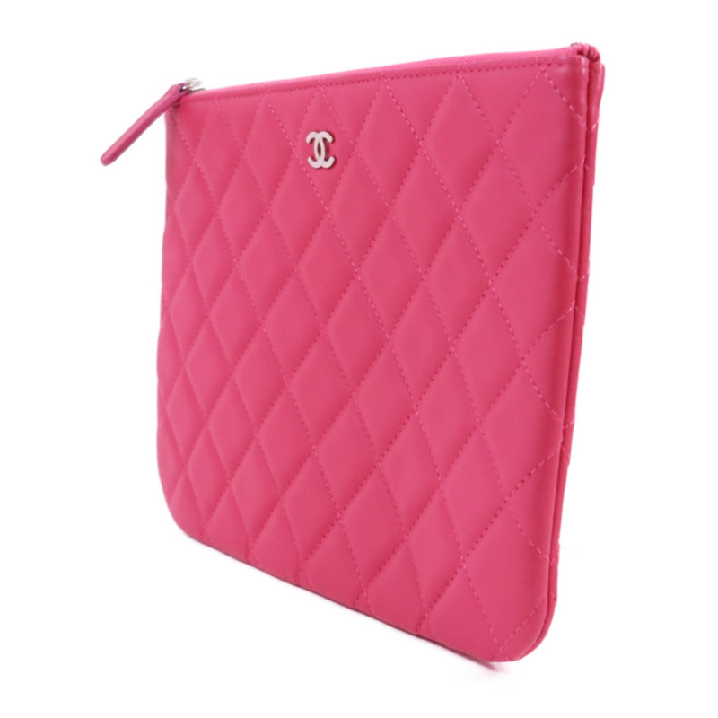 CHANEL 羊皮皮革Clutch Bag銀扣手拿包-2