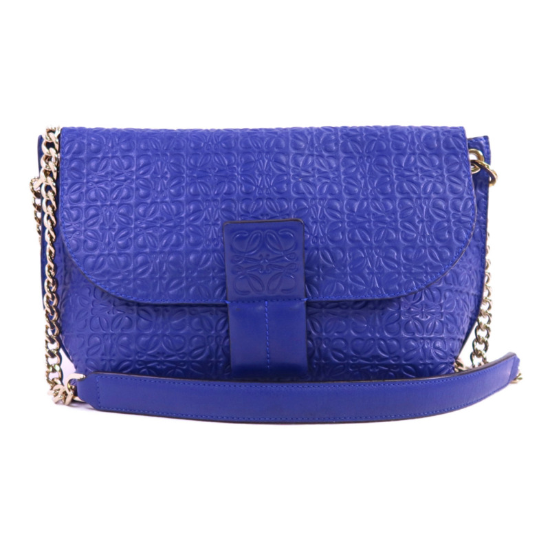 LOEWE 牛皮皮革Chain Shoulder金扣鏈帶肩背袋-0