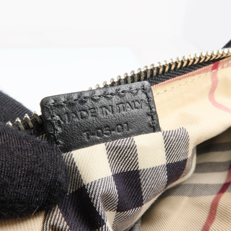 BURBERRY 牛皮皮革Shoulder Bag銀扣肩背袋-6