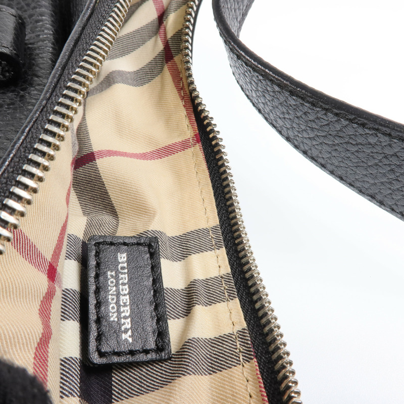 BURBERRY 牛皮皮革Shoulder Bag銀扣肩背袋-15