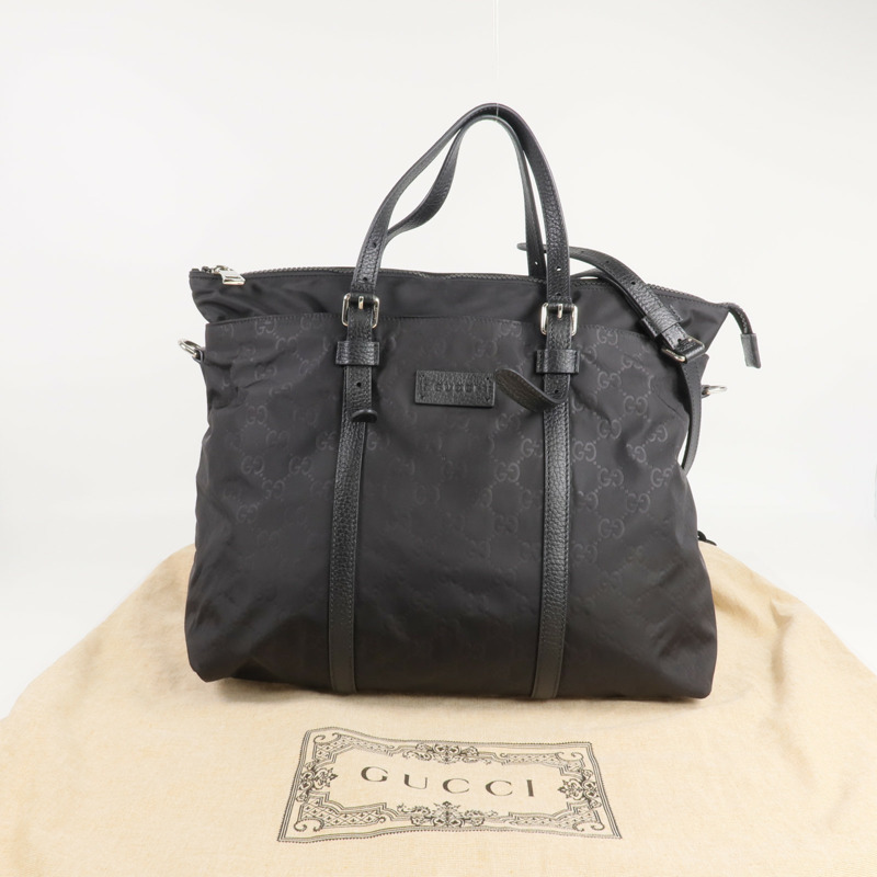 GUCCI 尼龍2 Way Shoulder銀扣手挽肩背兩用袋-10