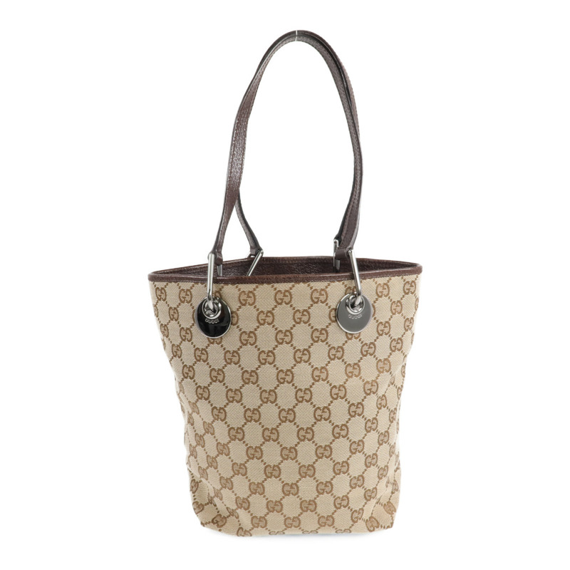 GUCCI 帆布Shoulder Tote銀扣肩背袋/手挽袋-2