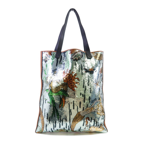 LOEWE 牛皮皮革/亮片Paula's Ibiza Tote肩背袋