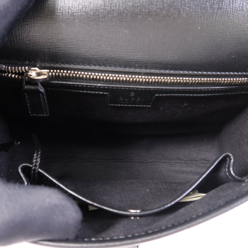 GUCCI 塗層帆布GG Supreme Interlocking銀扣肩背袋-4