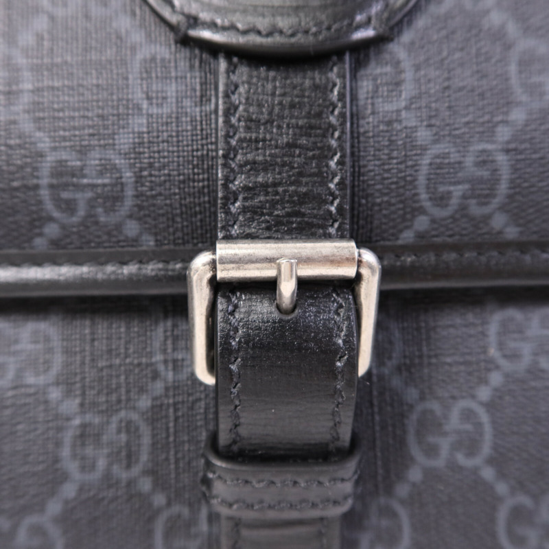 GUCCI 塗層帆布GG Supreme Interlocking銀扣肩背袋-6