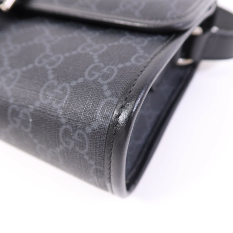 GUCCI 塗層帆布GG Supreme Interlocking銀扣肩背袋-10