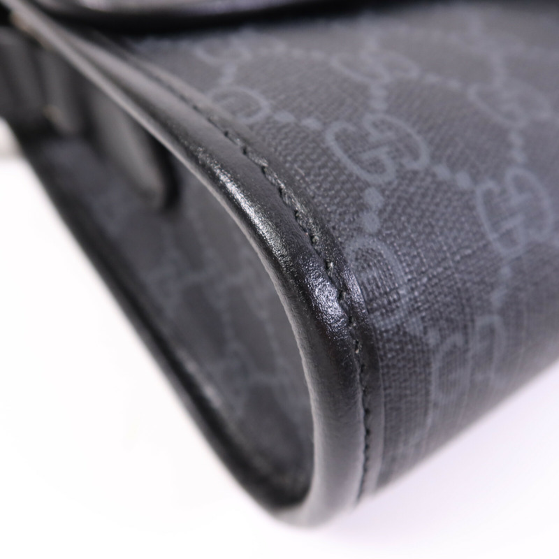 GUCCI 塗層帆布GG Supreme Interlocking銀扣肩背袋-11