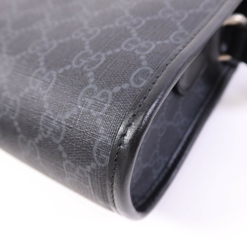 GUCCI 塗層帆布GG Supreme Interlocking銀扣肩背袋-12