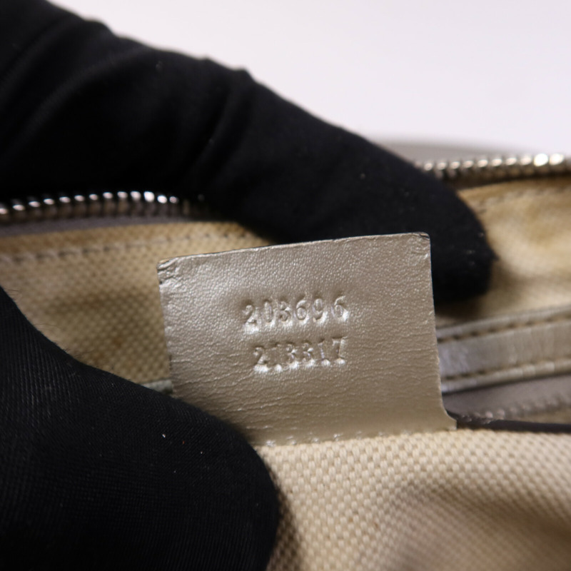 GUCCI 塗層帆布Boston Bag銀扣手挽肩背兩用袋-7