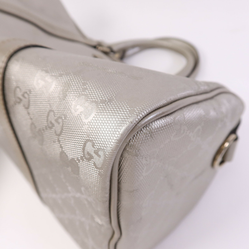 GUCCI 塗層帆布Boston Bag銀扣手挽肩背兩用袋-8