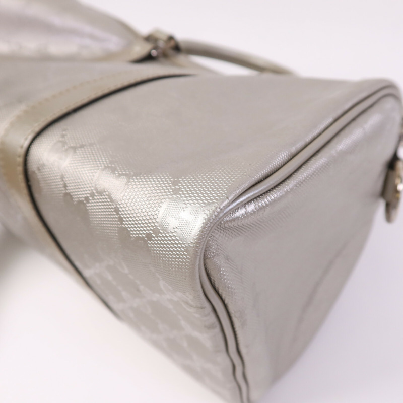 GUCCI 塗層帆布Boston Bag銀扣手挽肩背兩用袋-10