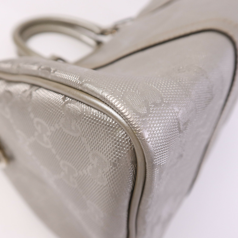 GUCCI 塗層帆布Boston Bag銀扣手挽肩背兩用袋-11