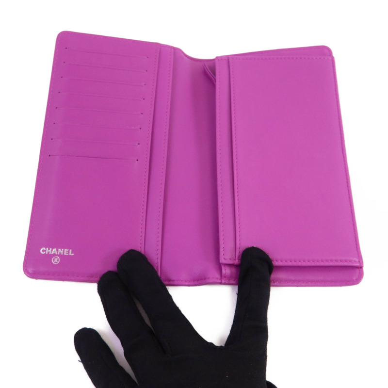 CHANEL 羊皮皮革Boy Long Wallet長錢包-10