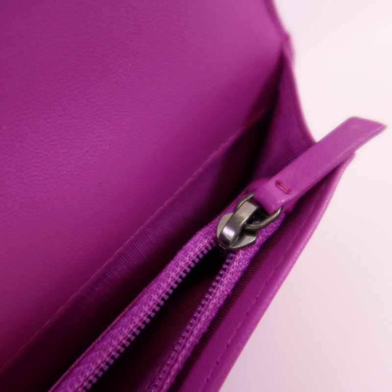 CHANEL 羊皮皮革Boy Long Wallet長錢包-12