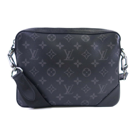 LOUIS VUITTON Monogram Eclipse Reverse Trio Messenger銀扣肩背袋灰色