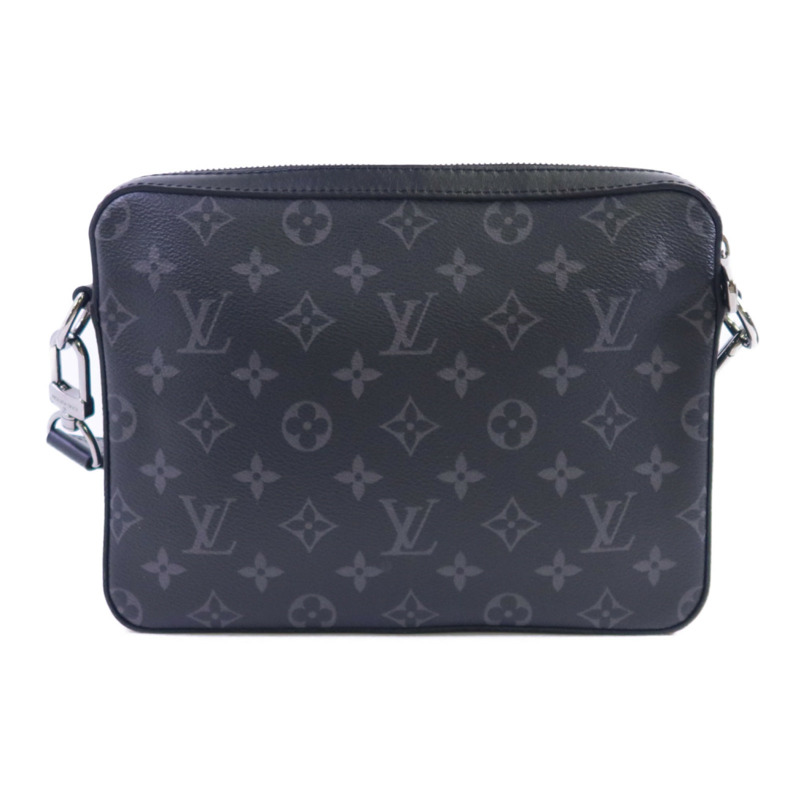 LOUIS VUITTON Monogram Eclipse Reverse Trio Messenger銀扣肩背袋灰色-1