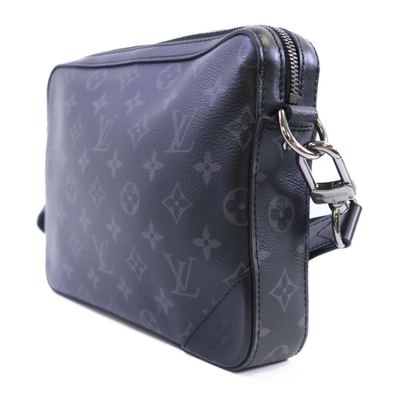 LOUIS VUITTON Monogram Eclipse Reverse Trio Messenger銀扣肩背袋灰色-2