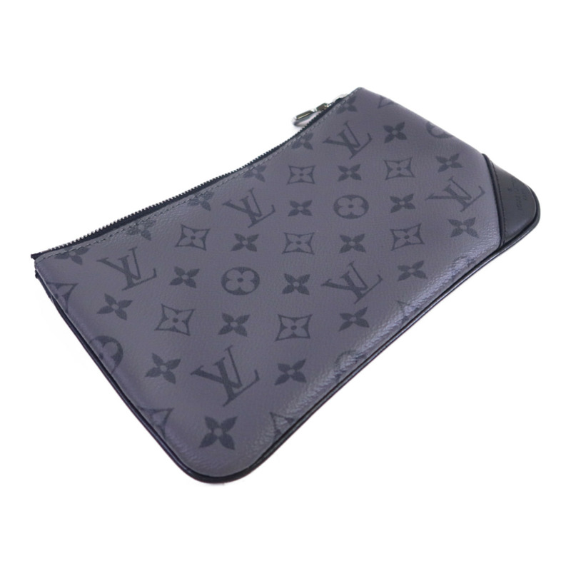 LOUIS VUITTON Monogram Eclipse Reverse Trio Messenger銀扣肩背袋灰色-18