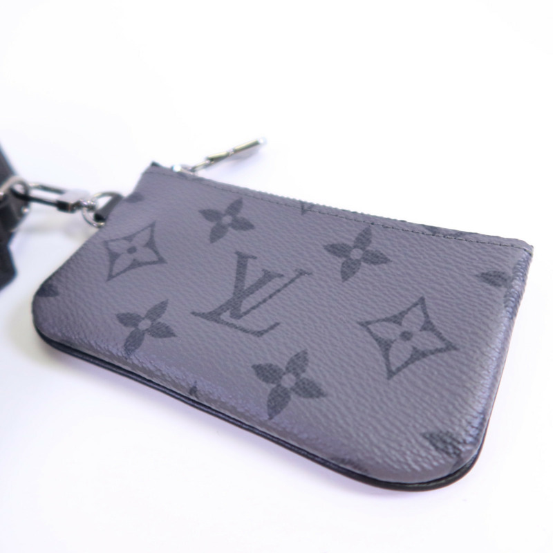 LOUIS VUITTON Monogram Eclipse Reverse Trio Messenger銀扣肩背袋灰色-20