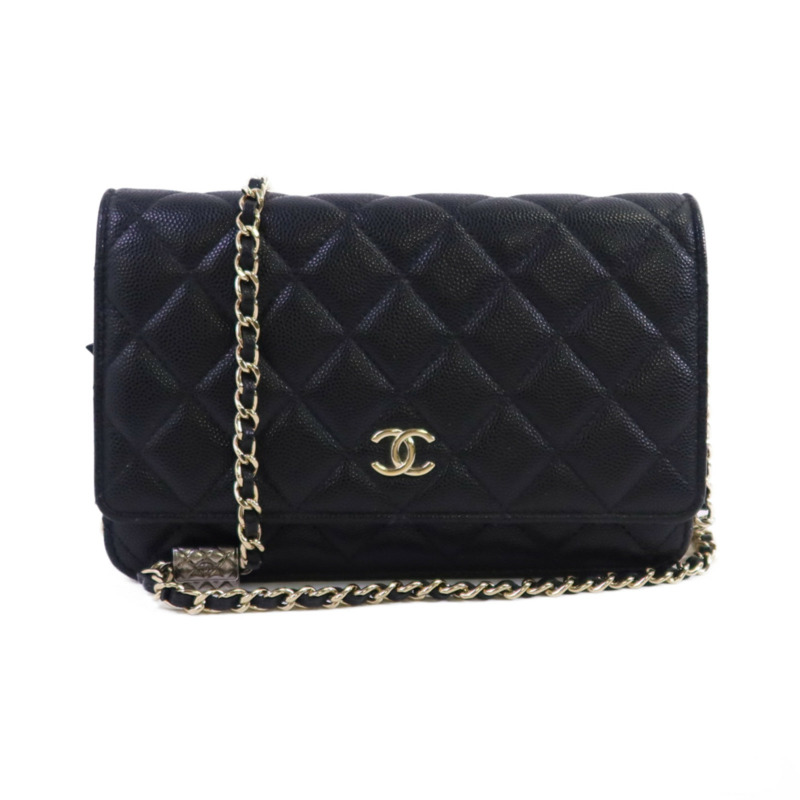 CHANEL 牛皮皮革WOC Wallet On Chain金扣鏈帶肩背袋-0