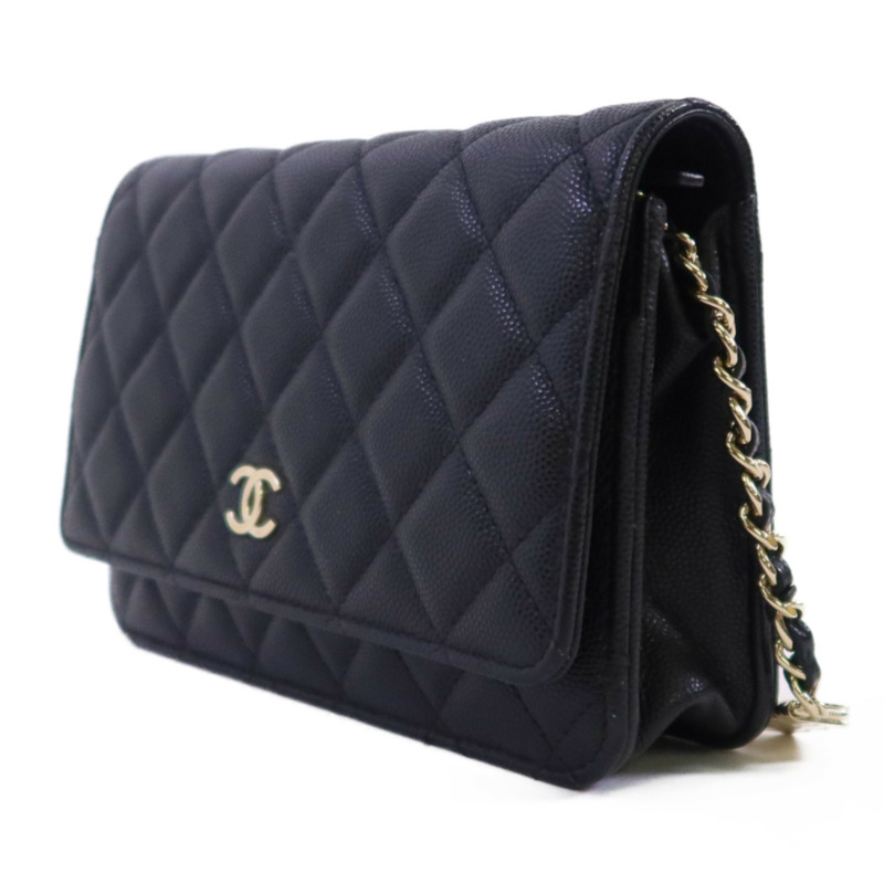 CHANEL 牛皮皮革WOC Wallet On Chain金扣鏈帶肩背袋-2