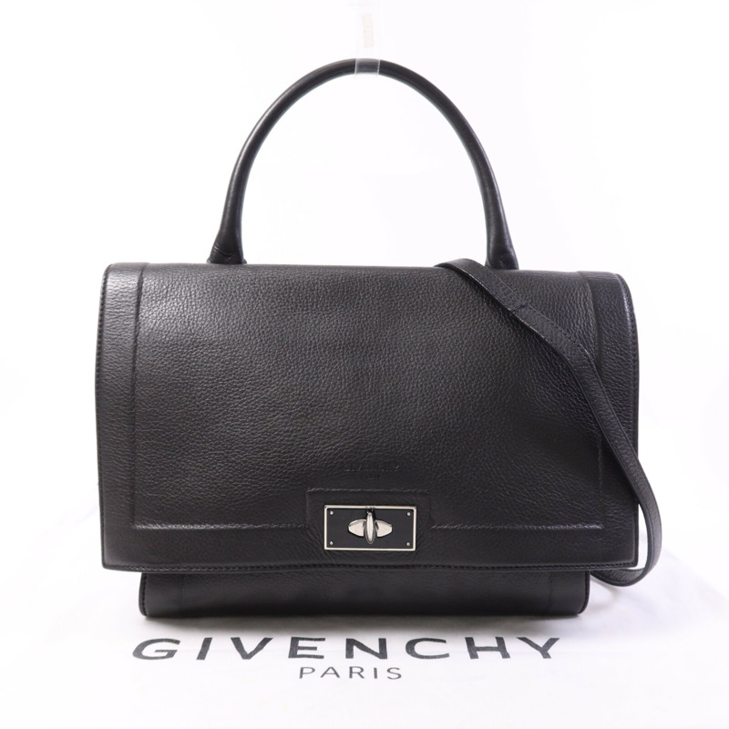 GIVENCHY 牛皮皮革Shark Lock Bucket銀扣手挽肩背兩用袋-8