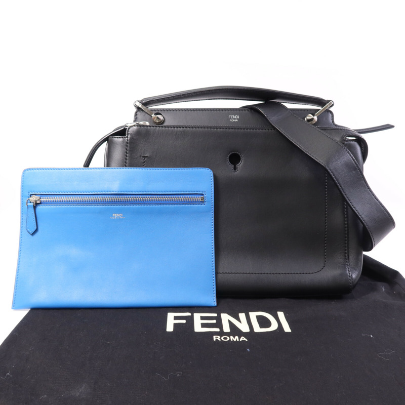 FENDI 牛皮皮革Dotcom銀扣手挽肩背兩用袋-10
