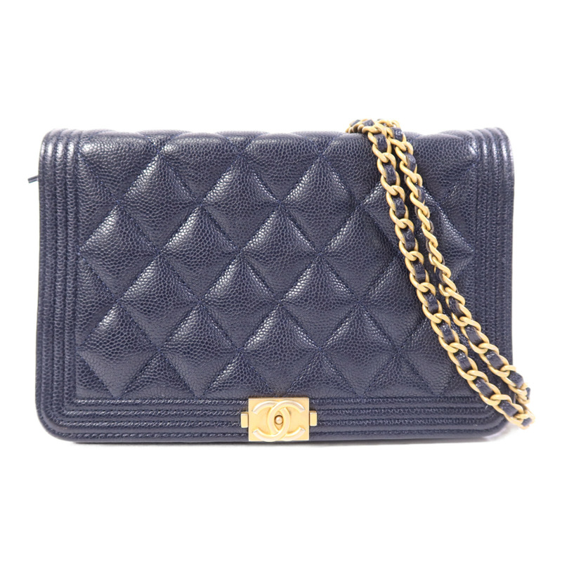 CHANEL 牛皮皮革Boy Woc金扣鏈帶肩背袋-0